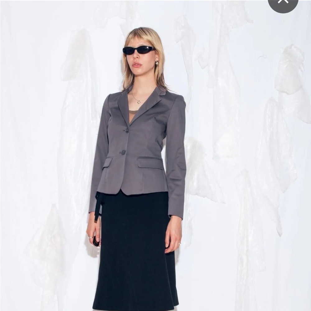 Sisley Italy Wool Grey Blazer Jacket Suit Two Button Y2K